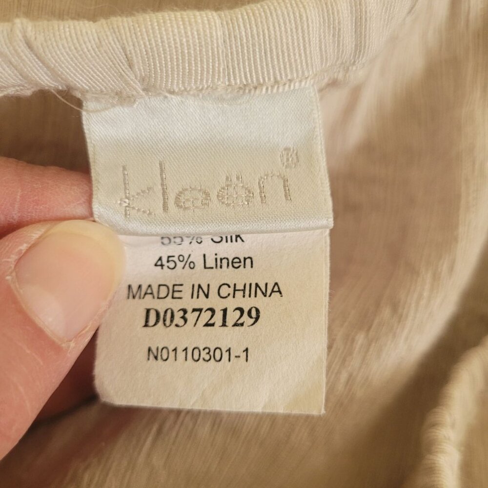 Womens Lagenlook Beige Full Skirt L Silk Linen Elastic Lace Prarie Romance fairy - Picture 4 of 5